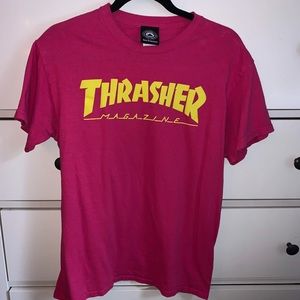 pink and yellow thrasher tee